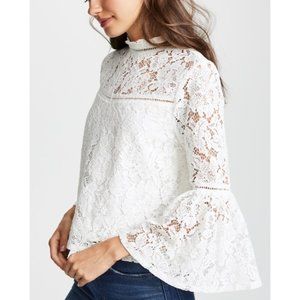 White Wild Heart Floral Lace Bell Sleeve Top